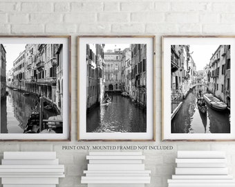 Italy photography set of 3, Venice print set, Black and white photography, Venice canals, Travel Decor New Home Gift, European Wall Art