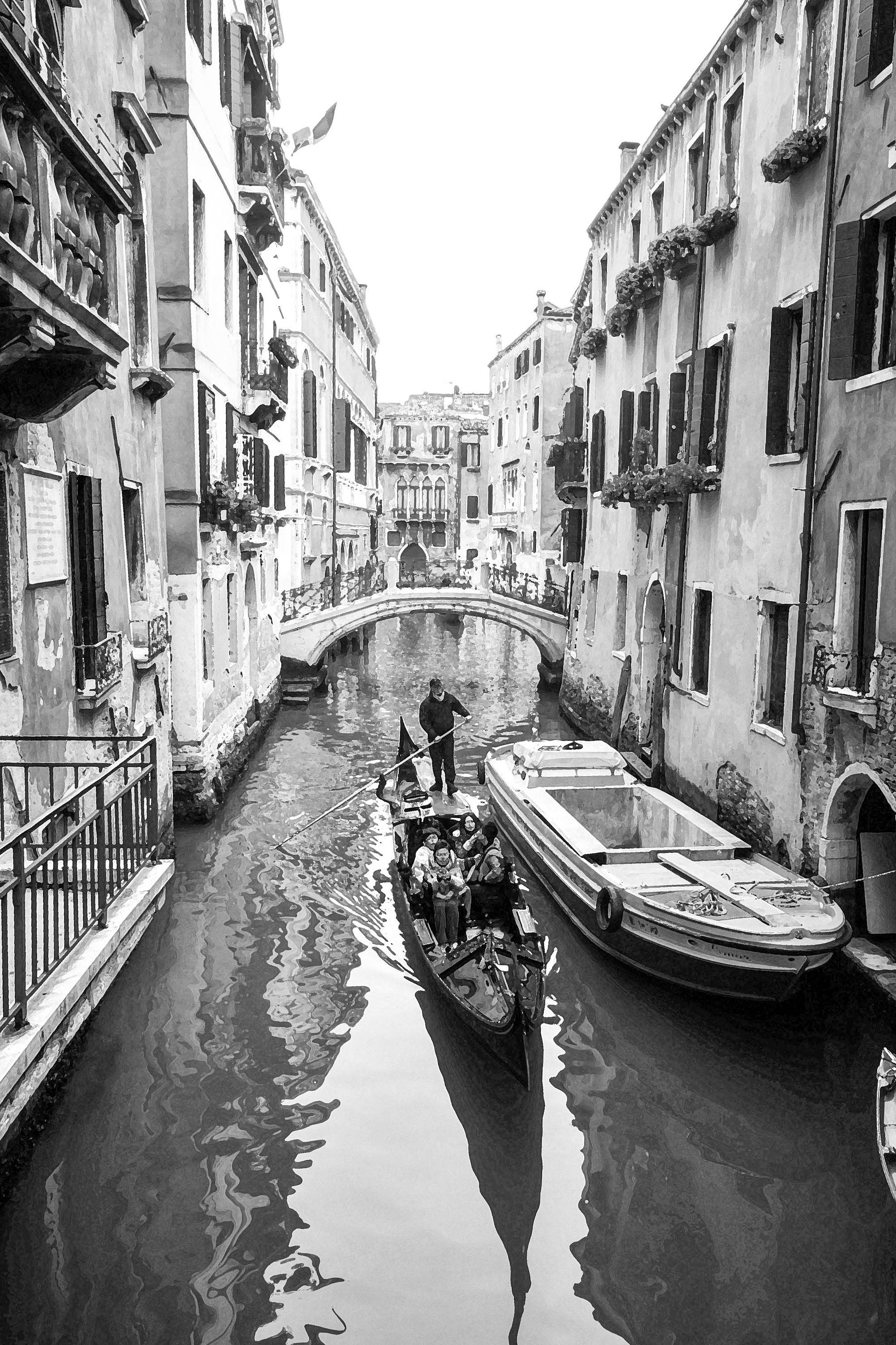 Venice Canal black and white photography print Italian wall Etsy