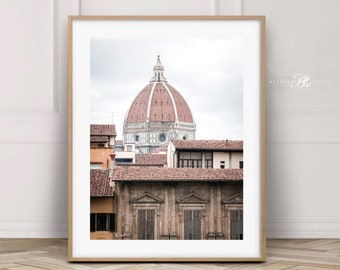 Florence Italy Wall Art print, Tuscany travel photography, Il Duomo cathedral, Roof tops architecture photo, Housewarming gift home decor