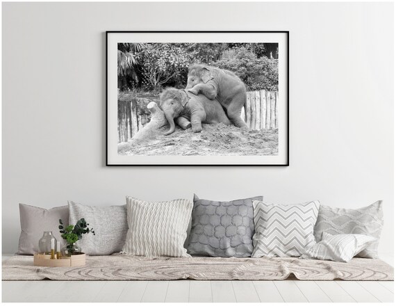 Printable Elephant Wall Art Digital Download Safari Black And Etsy