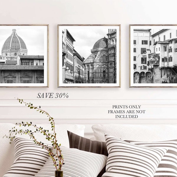 Set of 3 Italy square prints 5 x 5, Florence 8 x 8 gallery decor, Ponte Vecchia photography, Il Duomo print set, Small gallery prints Airbnb