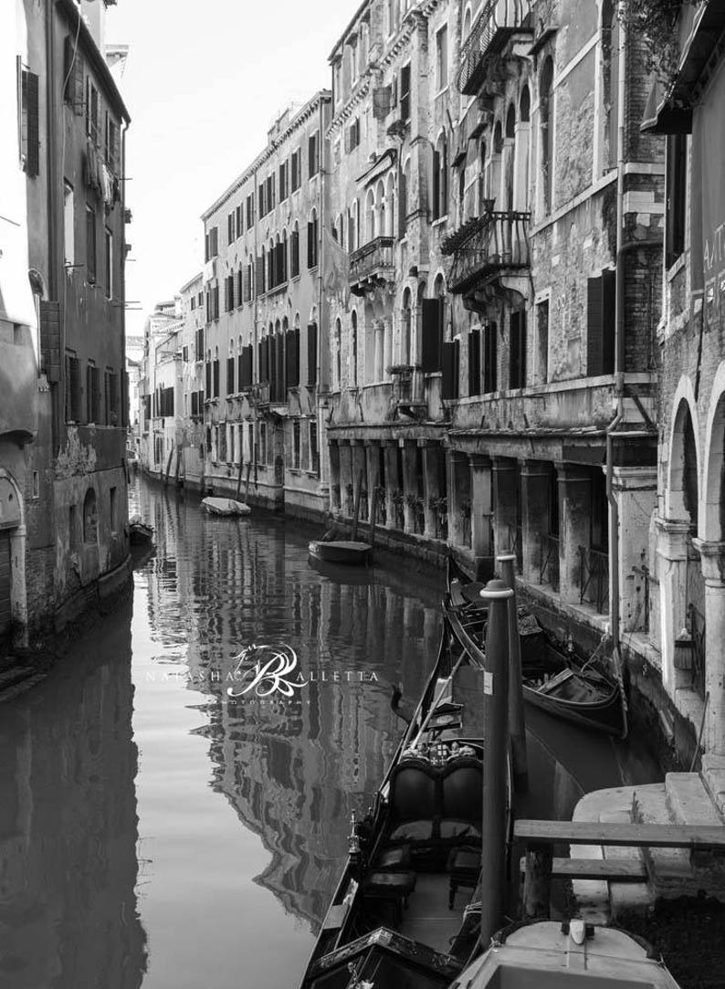Venice canal photography black and white print Italy wall Etsy