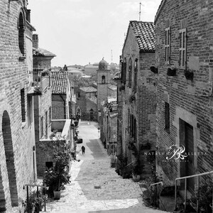 Italy photography black and white print, Ripatransone print A3, Original Le Marche photo, Italy Wall Decor, Europe village travel gift image 3