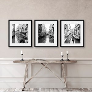 Venice Canal black and white photography print, Italian wall decor, Europe city travel poster, Italy home decor, Guest room decor, A4, A3 image 8