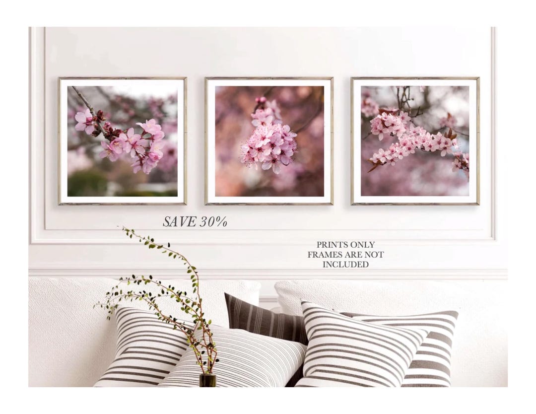 Pink Cherry Blossom Print Set, Floral Gallery Wall Art - Etsy