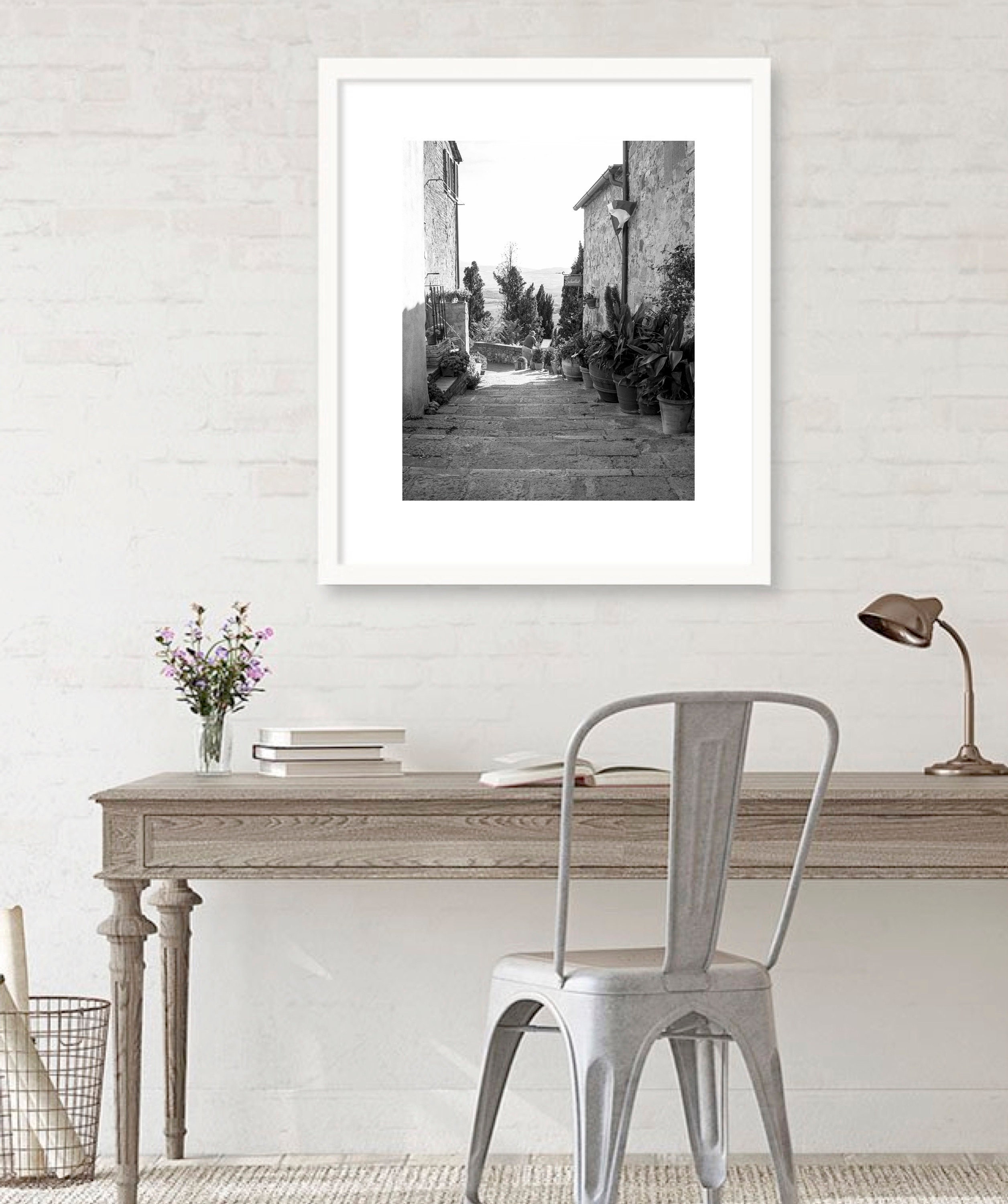 Tuscan Village Decor Italian Photography Travel Wall Art Black and
