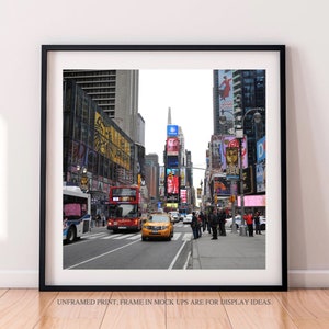 Square New York Travel Print, Black and white Times Square photography 12 x 12, Downtown Manhattan image 4