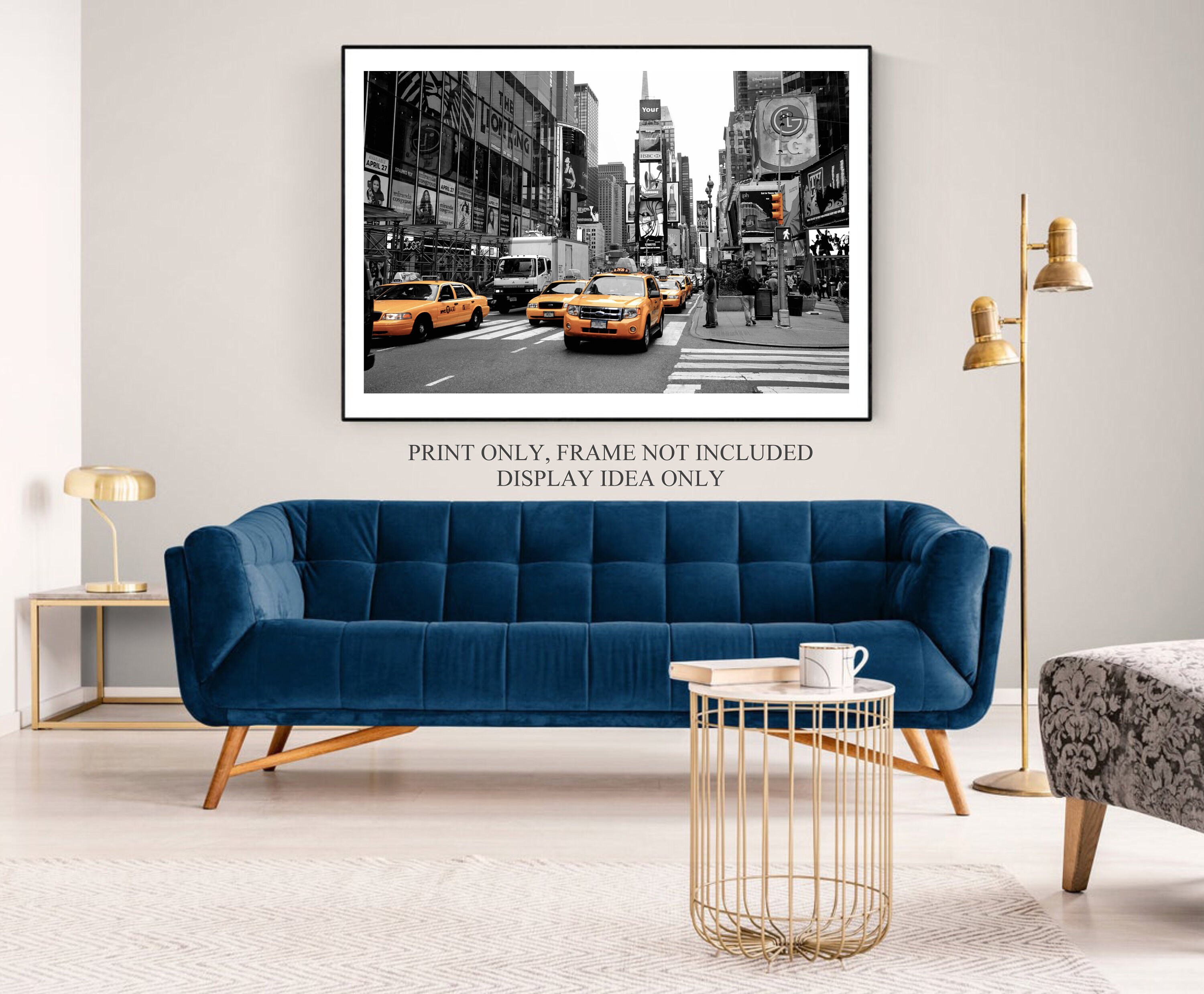 Digital Print of Times Square in Black and White Yellow