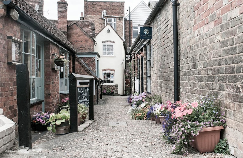 English Cobbled street photography prints Wall Art England Rustic Home Decor English Arhcitecture British photo Leighton Buzzard