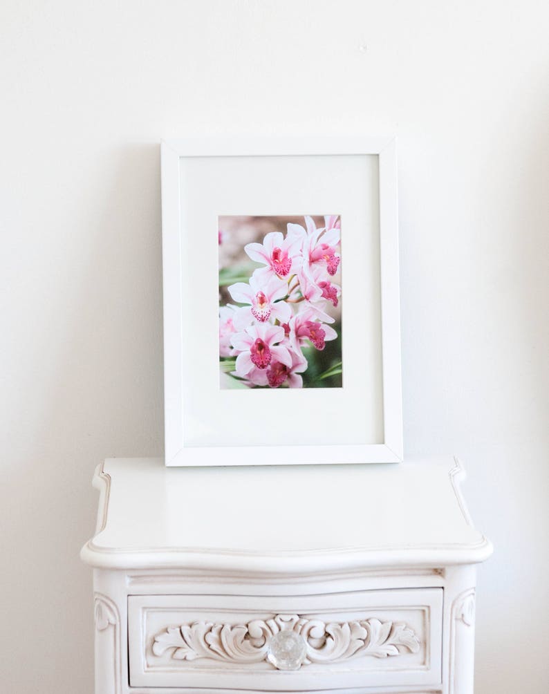 Pink Orchid Flower Photography Print, Nature Pink wall art, Floral Decor, Bedroom gallery wall, shabby chic prints, Airbnb pictures A4 A3 image 3