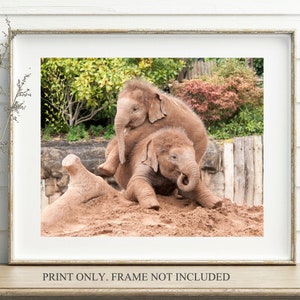 Fotografía de elefantes, arte de pared imprimible al instante, descarga digital de vida silvestre, arte de pared de elefante imprimible, decoración de pared de guardería de animales bebés