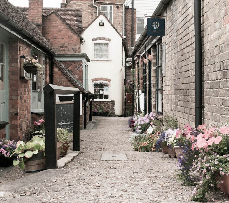 English Cobbled street photography prints Wall Art England Rustic Home Decor English Arhcitecture British photo Leighton Buzzard