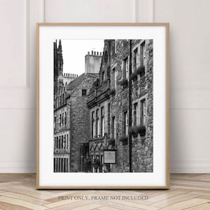 Black and white Edinburgh fine art prints, Architecture photography, Scotland cityscape pictures, UK Travel City Art, New home gift wall art