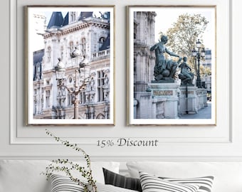 Paris print set of 2 A4, Paris fine art photography prints 12 x 16, Parisien Architecture, Photo gift 8 x 10, French decor architecture