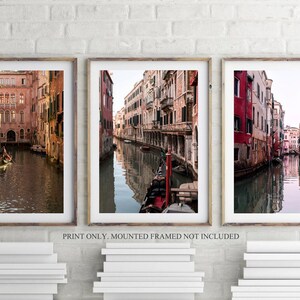 Venice Print Set of 3, Gallery set of 3 wall decor 8 x 10, Europe travel photography, Guest room decor, Venice gondola, New home gift ideas