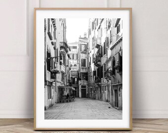 Venice photo print A4, Original Italy photography 8 x 12, Colourful street, Architectural wall art, Neutral decor, Italian restaurant decor