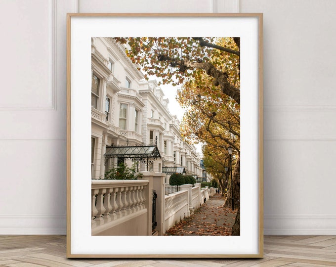 Holland Park Autumn Street Photography Print, London Travel Fine Art