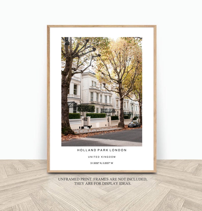 Holland Park London print with coordinates, Living room black and white photography A4, UK city urban prints 11 x 14, New home photo gift image 2