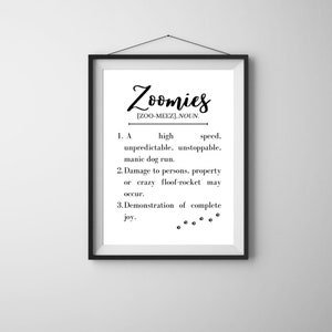 Zoomies Printable **POBIERANIE CYFROWE** - Zabawny zwierzak - Słodki pies - Dziwaczny pies - Dom na wsi - Minimalistyczny - Wystrój domu