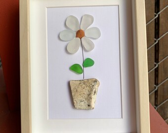 Sea Glass \u201cFlowers In Pots\u201d Blank Card