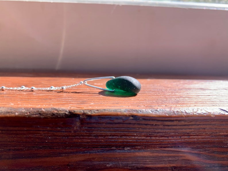 sea glass jewelry handmade silver plated bail on 16\u201d silver chain silver jewelry Teal sea glass pendant teal sea glass upcycled jewelry