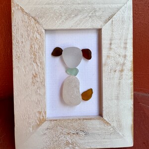 Sea Glass Art 41: Clear and Brown Sea Glass Dog in