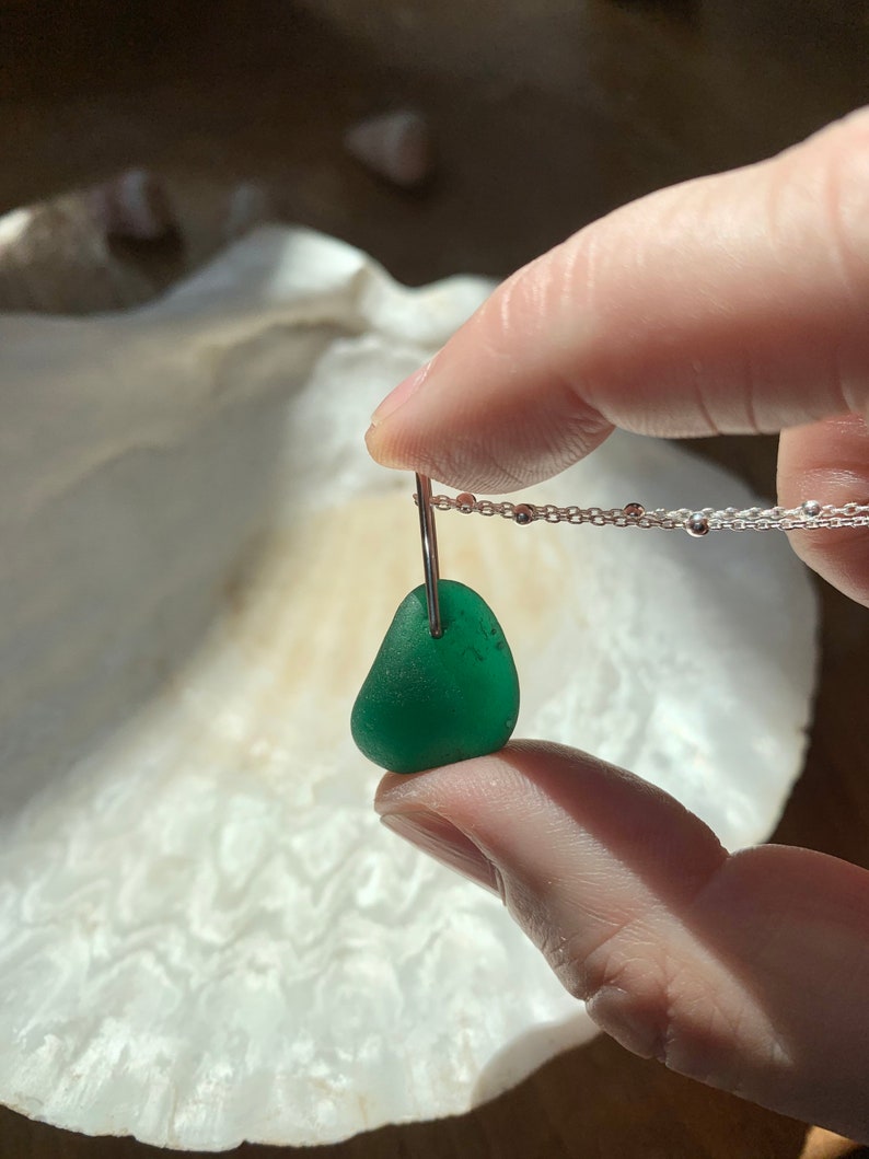 sea glass jewelry handmade silver plated bail on 16\u201d silver chain silver jewelry Teal sea glass pendant teal sea glass upcycled jewelry