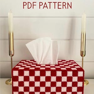Checkered Tissue Box Cover Pattern, DIY Tissue Box Cover Tutorial, PDF Digital Download