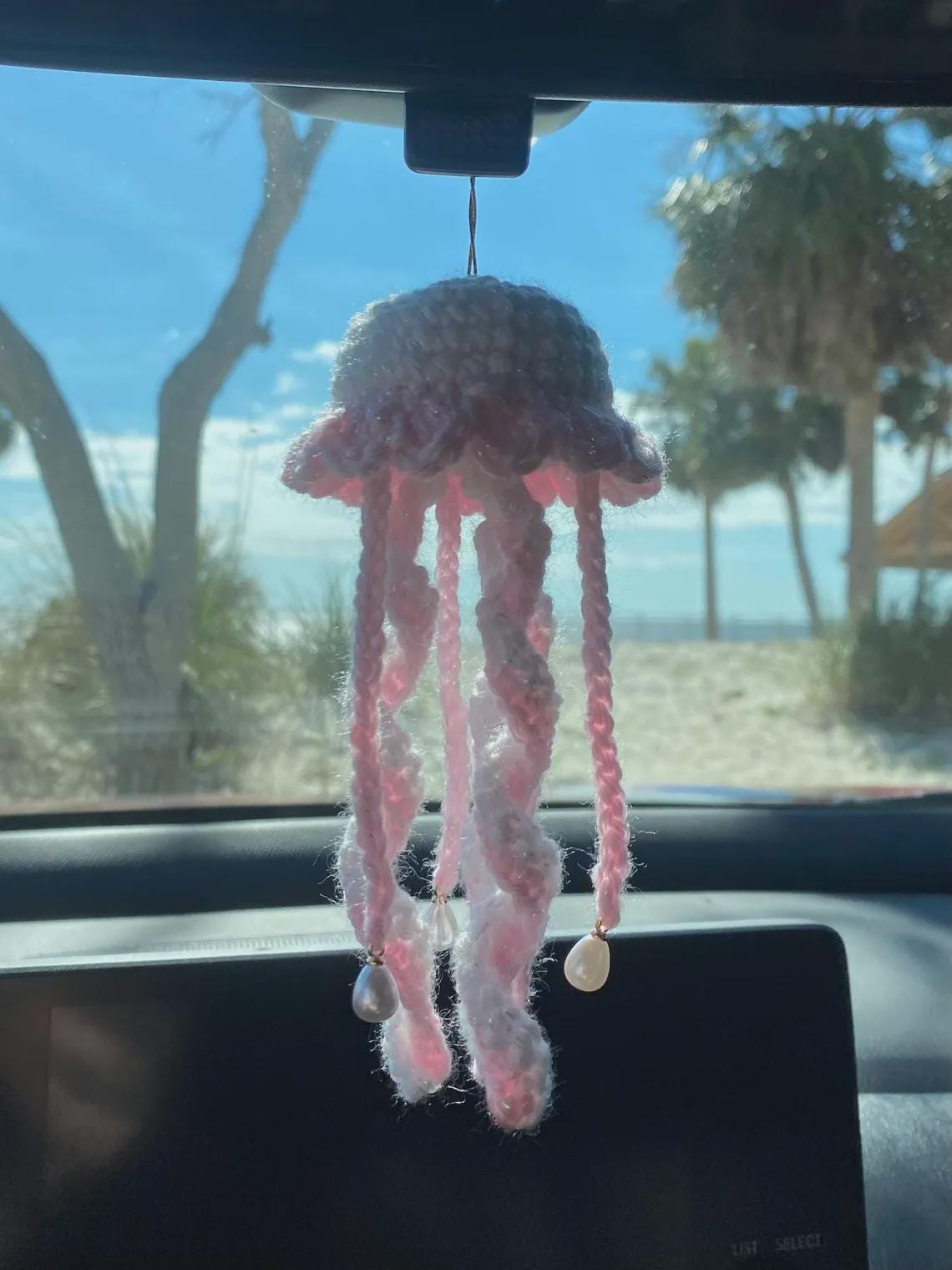 19 Crochet Jellyfish Patterns, Amigurumi, Rattles, Keychains, and Appliques 17 Crochet Jellyfish Car Charm