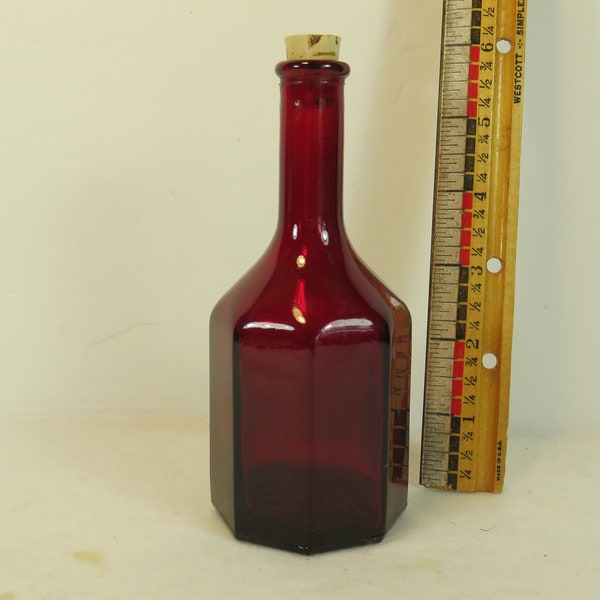 Wheaton NJ Ruby Red Eight Sided Bottle 5 1/2 inches 5 ounce 1970's Reproduction