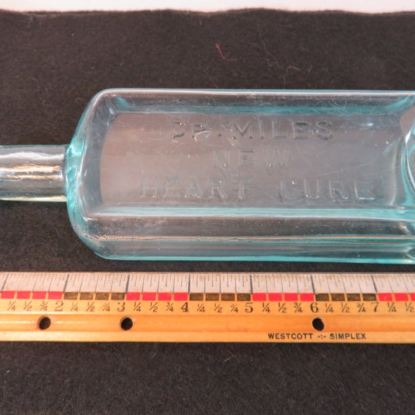 Vintage Dr. Miles New Heart Cure Aqua Bottle 8 inch 8 oz