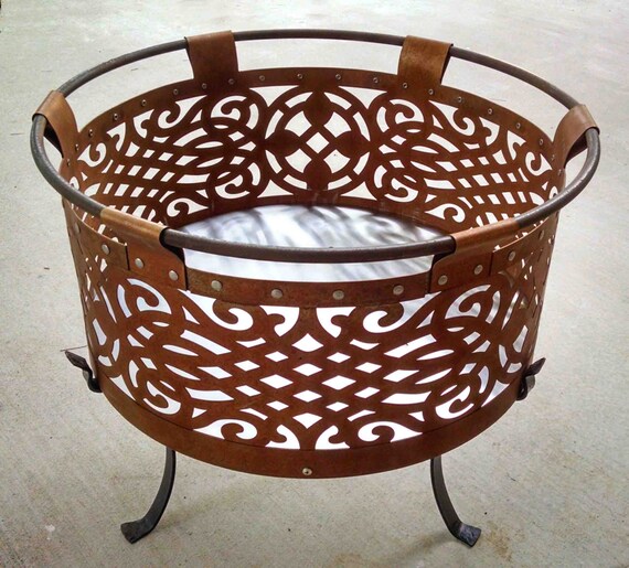 Patio Fire Pit With Stand Celtic Weave Design Etsy