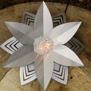 48 Lotus Fire Art Gas Burning Fire Pit Chevron Design image 3