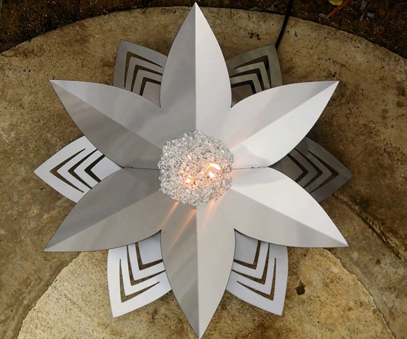 48 Lotus Fire Art Gas Burning Fire Pit Chevron Design image 3