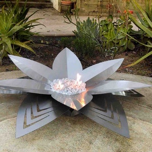 48 Lotus Fire Art Gas Burning Fire Pit Chevron Design image 1