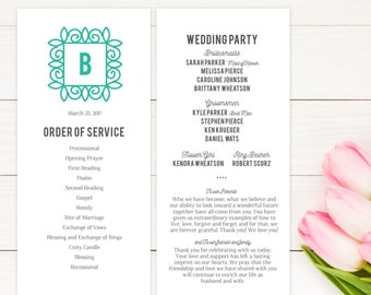 wedding ceremony church program printable pdf etsy