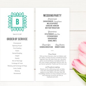 Wedding Ceremony Church Program No. 5 - Printable PDF