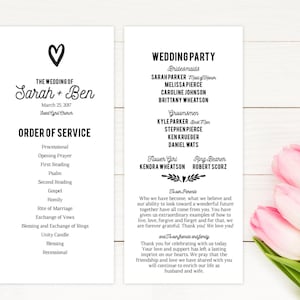 Wedding Ceremony Church Program - Printable PDF