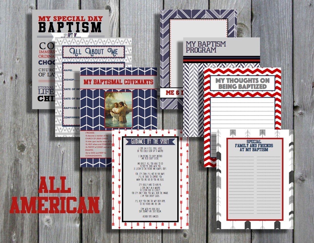 All American Boy LDS Baptism Printable Memory Book Instant - Etsy