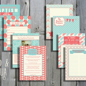 Red & Aqua LDS Baptism Printable Memory Book - Instant Download