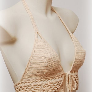 Boho Chic Festival Halter Crop Top Handmade Sexy Crochet Design Free Shipping image 3