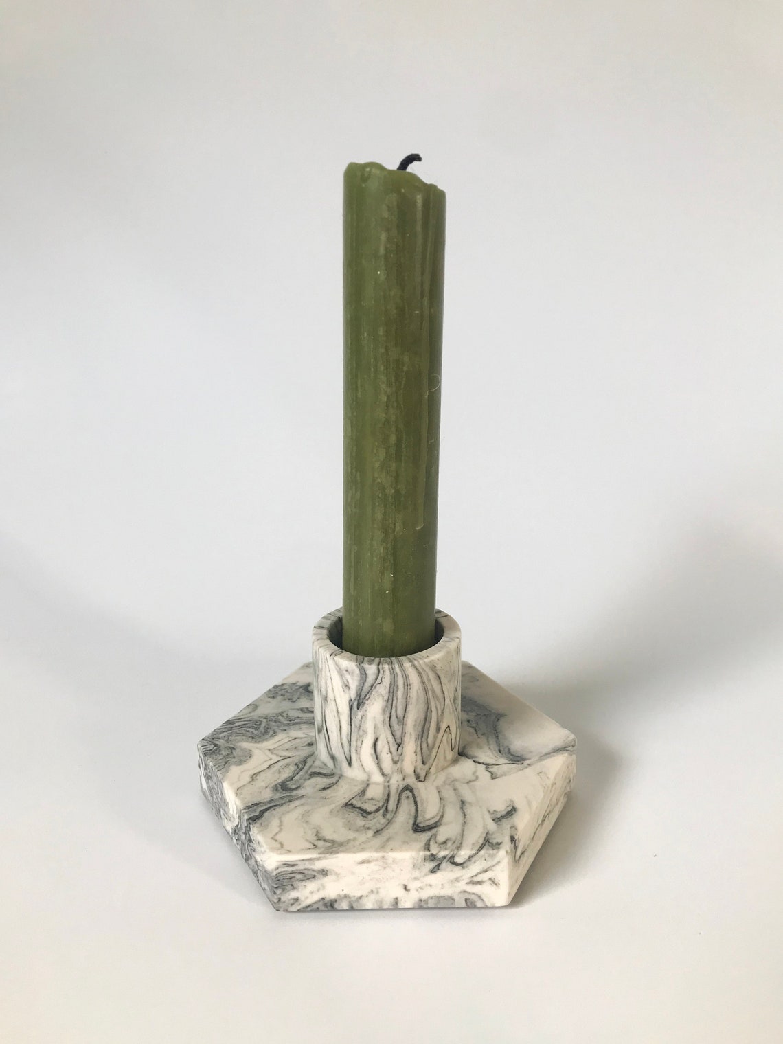 Navy marbled dinner candle holder Etsy