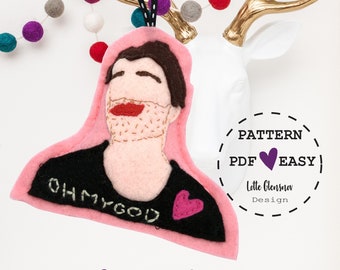 Shane Dawson, Cute, Funny Youtuber, Felt ornament pattern, Instant download PDF, christmas tree decor, pattern how to, fan collection, gift