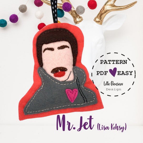 Mr. Jet (Liza Koshy) Cute, funny youtuber, Felt ornament pattern, Instant download PDF, christmas tree decor ,pattern how to,fan, gift