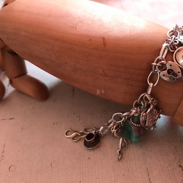 Ciondolo Charm Alice Nel Paese Delle Meraviglie In Argento Sterling 3D - Vintage