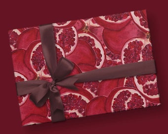 Pomegranate Wrapping Paper // Fruit Wrapping Paper // Holiday Gift Wrap // Gift Wrap Sheets