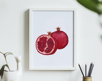 Pomegranate Watercolor Painting - art print