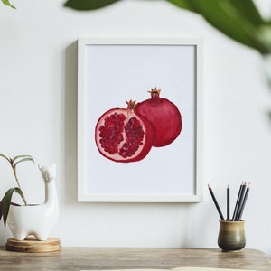 Pomegranate Watercolor Painting art print image 1