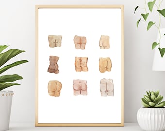 DOWNLOAD Butts Watercolor Painting - art print - printable - instant digital download