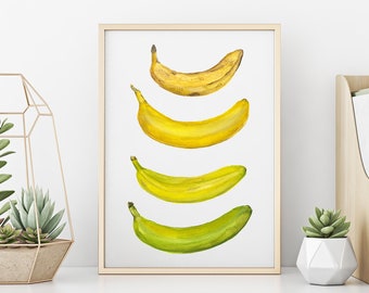Life of a Banana Watercolor Painting - art print